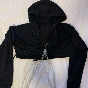 Cropped Hoodie w Chain